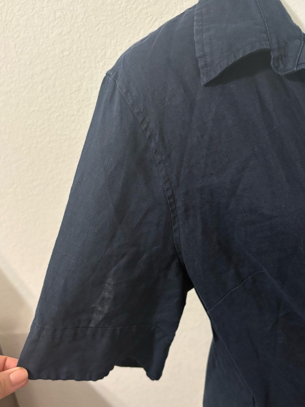 Ralph Lauren Linen Navy Tie-Front Shirt Dress - Picture 6 of 8
